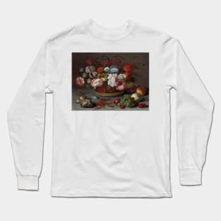 Basket of Flowers - Balthasar van der Ast Floral Painting Long Sleeve T-Shirt